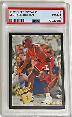 1992 Fleer Total D 5 Michael Jordan PSA Excellant Mint 6 • $120