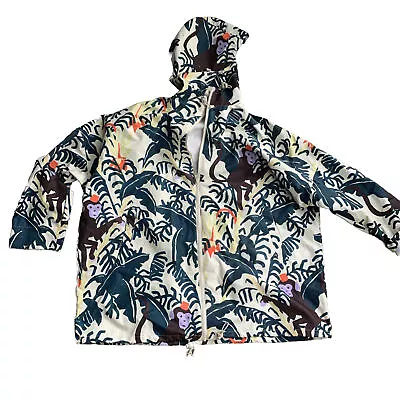 Gorman S/M Hanging Out Raincoat Rain Jacket Hooded Cream Monkey In Jungle Print • $79.99