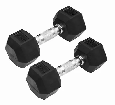 2 X 2.5kg Rubber Hex Dumbbells Pairs Weight Lifting Strength Training Home Gym • $27.82