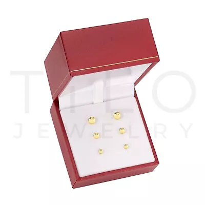 14K Real Solid Yellow Gold Round Ball Bead Sleeper Stud Earrings Pushback  3-8mm • $89.99