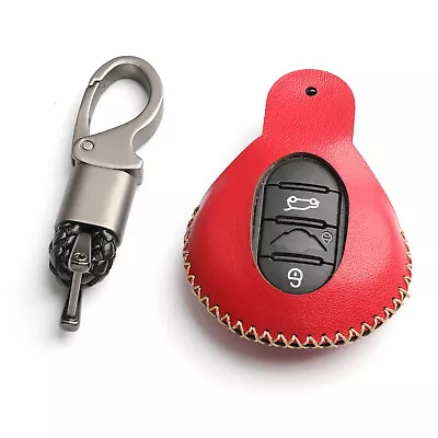 Red Leather Cover For Mini Cooper F55 F56 F57 4 Buttons Remote Key Fob Case • $7.99