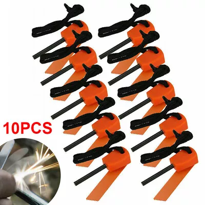$11.89 • Buy 10x Fire Starter Flint Steel Striker Survival Kit Ferro Rod Outdoor Camping Tool