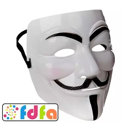 Wicked Halloween Horror White Anonymous Mask Mens Adults Fancy Dress • £6.29