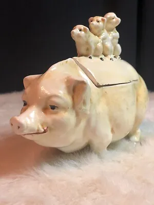 VICTORIAN Stately Mother Pig. Majolica Humidors From FranceAustriaGer.&Czech • $120