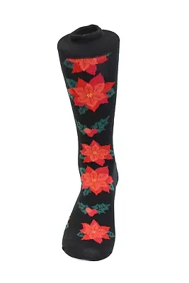 Men's Christmas Poinsettias Novelty Crew Socks Shoe Size 6-12.5 • $6.99