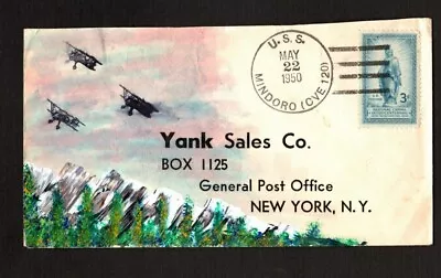 U.S.S. Mindoro (CVE-120) - Naval Ship's Cover -May 22 1950 - Handpainted Cachet • $6.99