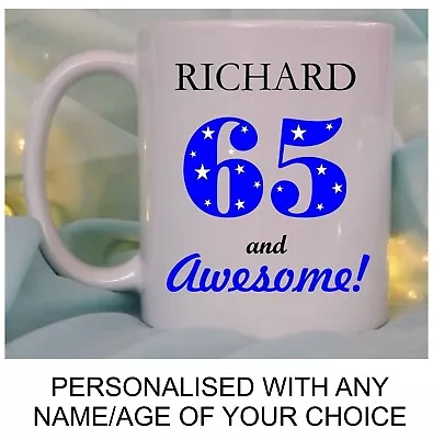 PERSONALISED MENS BIRTHDAY 50th 60th 70th 75th 80th AWESOME MUG GIFT FOR HIM • £10.95