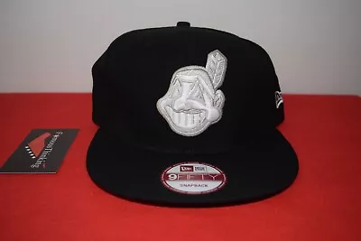 MLB New Era Cleveland Indians Chief Wahoo White Metallic Snapback 9Fifty RARE  • $66