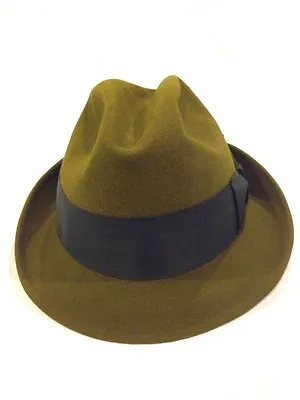 Vintage 60s Royal Stetson Dark Brown Olive Whippet-style Fedora Size 7 Hat • $59.99