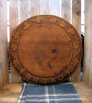 Antique English Carved Wood Round Bread Cutting Board • $248