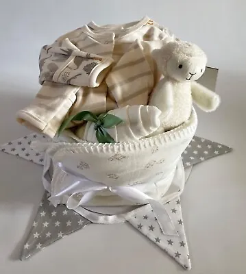 Baby Shower Nappy Cake Gift. Unisex Gender Neutral For Newborn Or Mum To Be. • £60