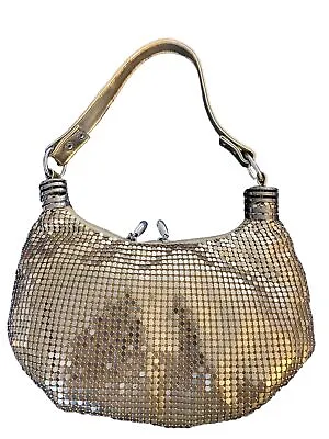 Gold Bag Evening Bag Chainmail Under Arm Strap Crescent Shape Lovely Handbag • £12.99