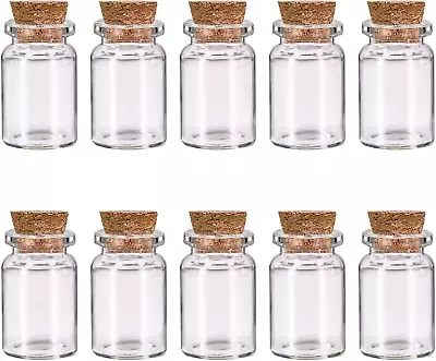 10 Pcs Small Glass Bottles With Cork Lids Mini Glass Bottles With Stoppers Jars • £6.49