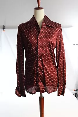 Vintage 60s 70s Disco Shirt Mens SMALL Saturday Night Fever Hippy Stretchy Nylon • $55.20