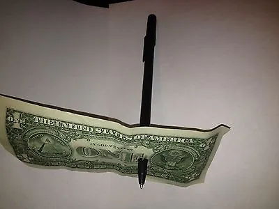 Pen Thru Bill Close-up Magic Trick - Pen Through Dollar - Perfect Penetration • $4.99