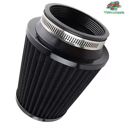 Black 3  High Flow Inlet Dry Air Filter Cold Air Intake Cone Replacement 76mm • $11.99