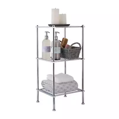 Organize It All 3 Tier Freestanding Shelving Tower In Chrome • $27.99