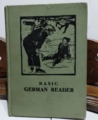 Vintage BASIC GERMAN READER Book 1943 Hagboldt Kaufmann Illustrated Hardcover • $18