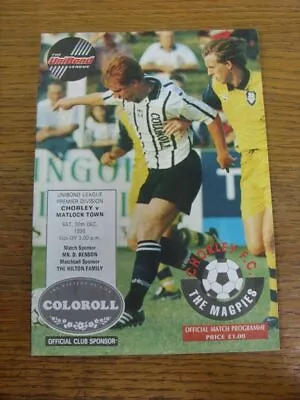 30/12/1995 Chorley V Matlock Town  . All UK Orders FREE Postage. • £3.99