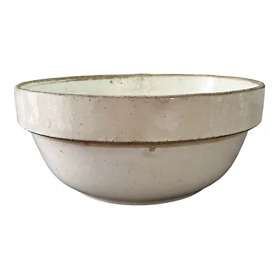 Vintage Farmhouse Stone Crock Pottery Mixing Bowl 10.5  Cream Glaze USA 1930s • $75.99