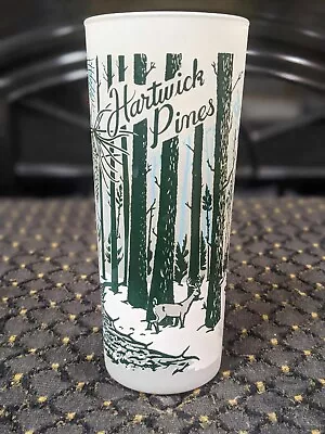 Vintage Hartwick Pines Grayling Michigan Souvenir Frosted Drinking Glass Tumbler • $12