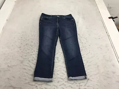 Vanity Capri  Jeans Womens 30 Blue Pockets Cuff Embroidered Rear Pockets • $7.49