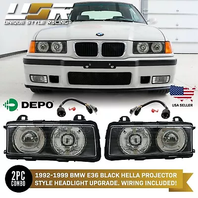 DEPO Euro GLASS Ellipsoid Projector Hella Style Headlamp For BMW E36 3 Series • $284.95