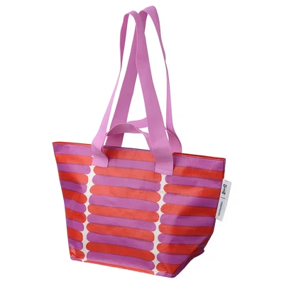 $17 • Buy Marimekko IKEA BASTUA Limited Edition Mini Tote Bag Small Zipper Pink Stripe