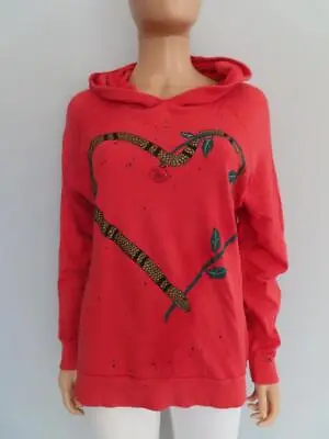 $59 • Buy Lauren Moshi Red Heart Graphic Print Hooded Pullover Sweatshirt Size S