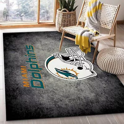 Miami Dolphins Anti-Skid Area Rugs Living Room Flannel Floor Mats Bedroom Carpet • $94.99