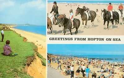 Greetings From Hopton On Sea Norfolk (Sapphire Card No. NH02279) 1970s • £3.69