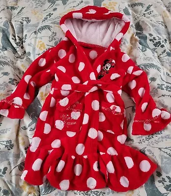 Matalan Minnie Mouse Red White Spotted Hooded Dressing Gown 2-3 Yrs Combine Post • £3.70