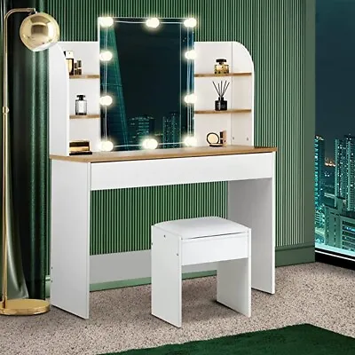 $268 • Buy Vanity Dressing Makeup Table Drawers Set, LED Light Mirror, Storage, Shelf, Desk