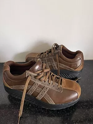 SKETCHERS Shape Ups Athletic Oxford Tie Walking Shoes Dk Brown Leather Men's 10 • $45