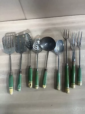 Vintage A&J  Green Kitchen Utensils. Lot Of 9. Selling As Is • $29.99