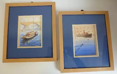 Original Watercolour Framed Pair - Richard Robinson Falmouth & Harbour 34cmx29cm • £12.99