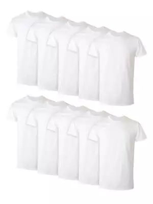 Men's Super Value Pack White Crew T-Shirt Undershirts 10 Pack • $26.10