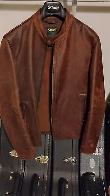 Schott NYC Unlined Cafe Racer Unlined Cowhide Jacket L Brown Style 581 With Tags • $750