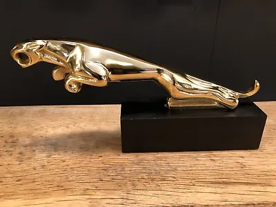 Jaguar Mascot Large GOLD Jaguar On Black Base Jag Mascot Leaping Jag  • £58.72