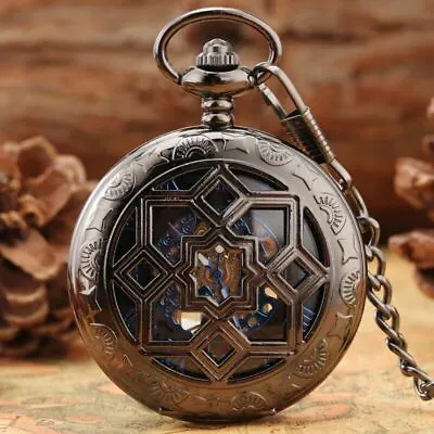 Classic Men Women Hand-winding Mechanical Pocket Watch Half Hunter Xmas Gift • £16.12