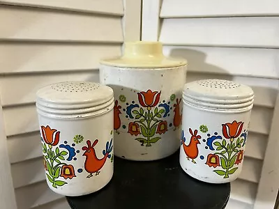 VTG Ransburg 60's Canister & Shakers Dutch Folk Art Distelfink Birds Tulips Hex • $28