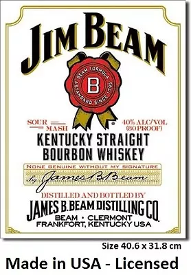 Jim Beam White Label Tin Sign 1061  Made In USA - Licensed- Not Chinese Fake • $14