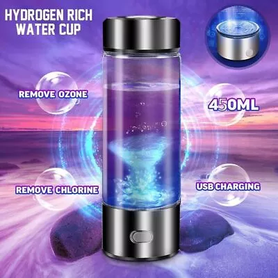 450ml Hydrogen Water Bottle Rich Alkaline Ionizer Generator Machine Cup USB Mug • $39.99