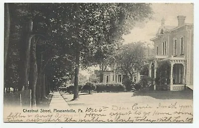 PA ~ Chestnut Street PLEASANTVILLE Pennsylvania 1907 Venango County Postcard • $7.10