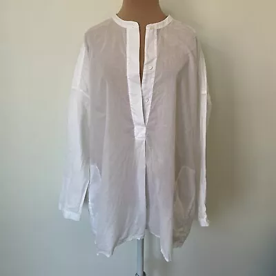 Vince 100% Cotton Mandarin Collar Long Sleeve White Pockets Tunic Blouse EUC M • $65