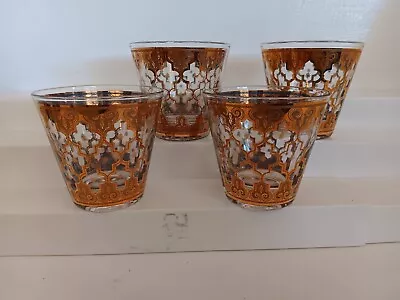 Vintage Set Of 4 Culver Old Fashioned Gold Glasses • $39.99