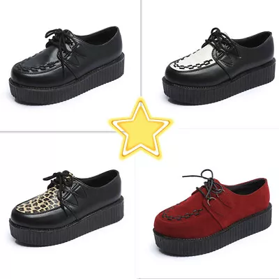 Mens Rock N Roll Rockabilly Brothel Creepers Teddy Boy Wedge Platform Shoes Size • £24.24