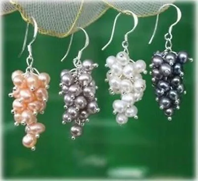 Wholesale Multicolor Freshwater Pearl Cluster Grape Dangle Hook Earrings • $7.99