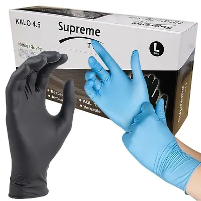 100 Black BlueNitrile Powder Latex Free Thick Disposable Gloves Tattoo Mechanic • £8.89