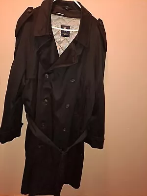 Men Trench Rain Coat HART SCHAFFNER  MARX 50L EUC Removable Wool Liner Belt • $36.39